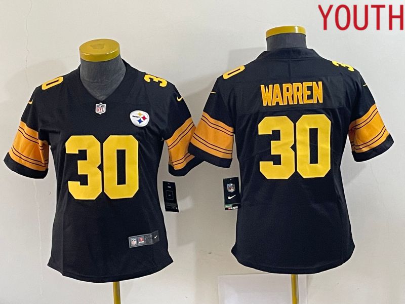 Youth Pittsburgh Steelers #30 Warren Black yellow 2023 Nike Vapor Limited NFL Jersey->women nfl jersey->Women Jersey